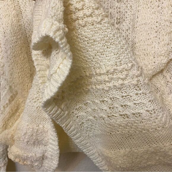 Anthropologie Knitted & Knotted Ismare Cable open Knit cotton Cardigan ivory S - Picture 11 of 12